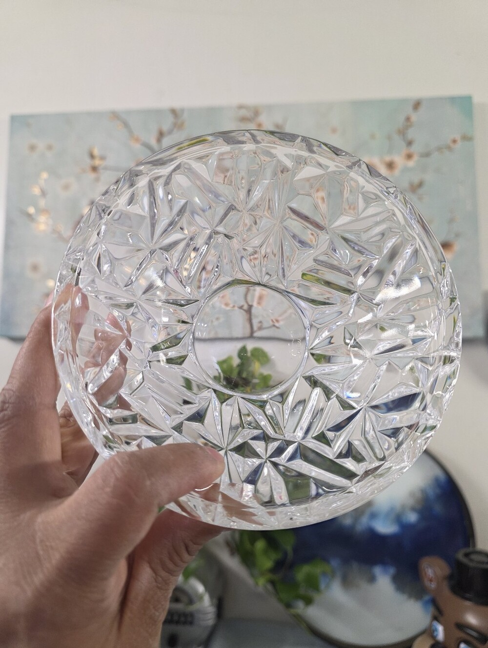 Vintage Tiffany & Co. Rock Cut Crystal Faceted 6"  Decorative Serving Bowl